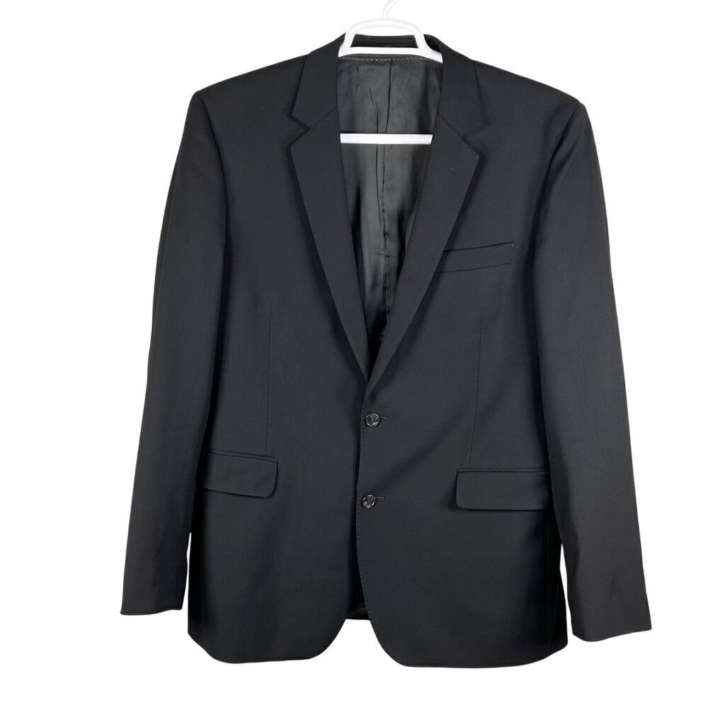 Batistini Mens 44L Black Single Breasted Blazer Italian Wool Sport Coat Timeless